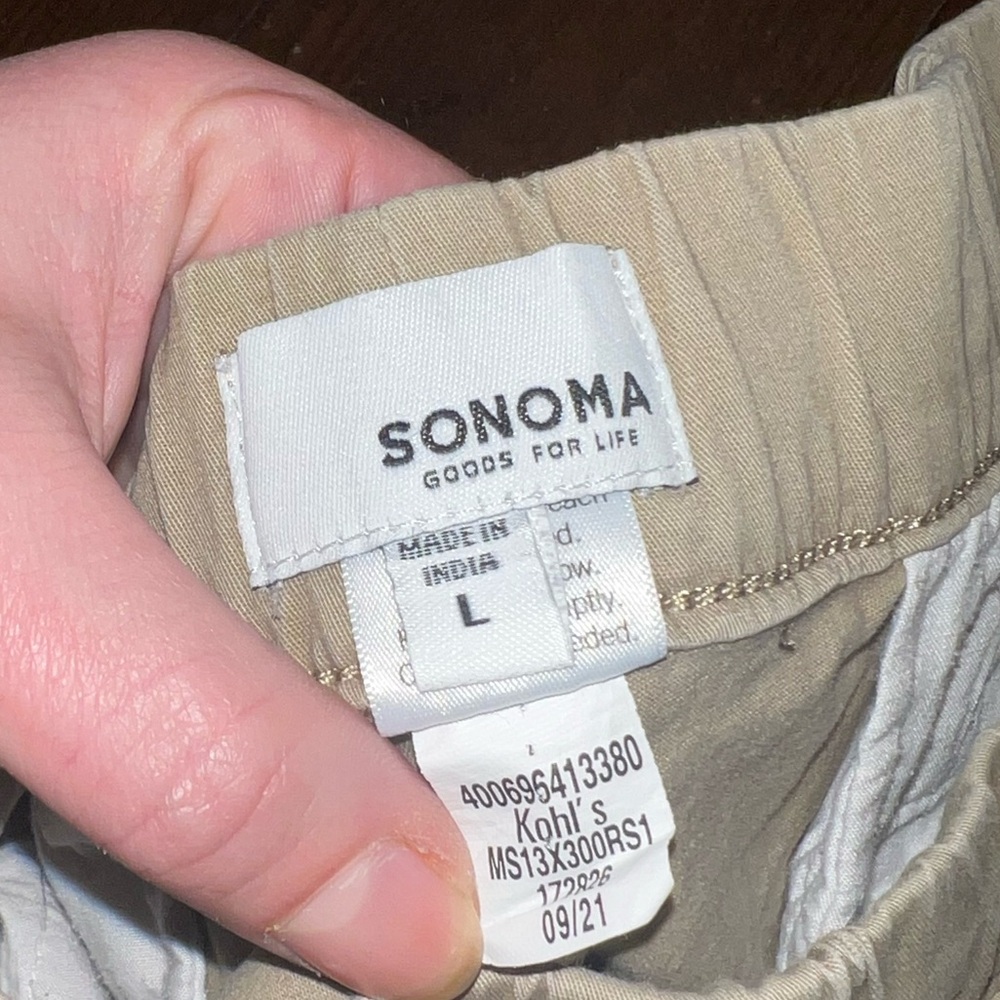 Sonoma Khaki Modern Fit Stretch Tan Cuffed Jogger Pants Size L - Picture 9 of 10